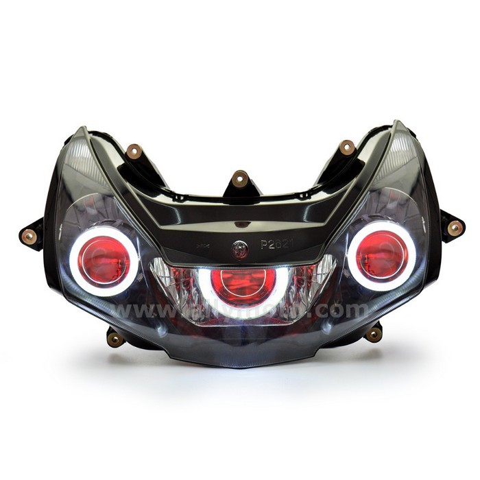 098 Headlight Honda Cbr954 2002-2003 White Angel Halos Eye Red 098 Headlight Honda Cbr954 2002-2003 White Angel Halos Eye Red